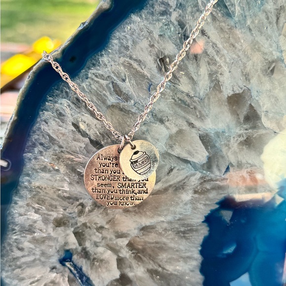 “Always Remember You’re Braver than You Believe…” Winnie the Pooh Necklace - Picture 4 of 10